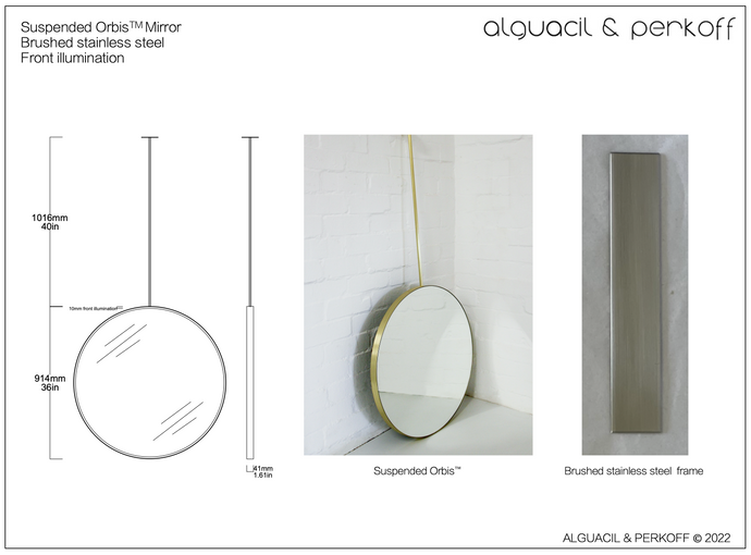 Bespoke Suspended Orbis™ Mirror SS Frame Front Illumination 36