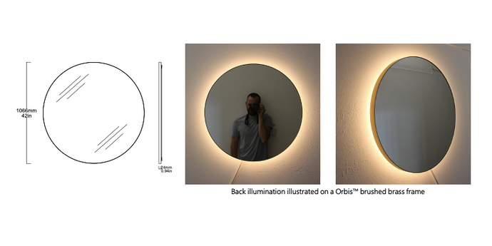 Bespoke Orbis™ Mirror Brushed Brass Frame Back Illumination (1067 x 24mm)