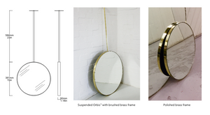 Bespoke Suspended Orbis™ Mirror Silver Tint Polished Brass Frame (381 x 30 x 584mm)
