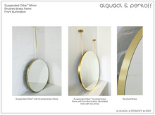 Bespoke suspended Orbis™ round mirror with brass frame and front illumination - 30" Diam