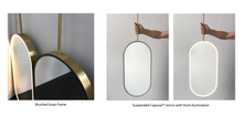 Set of 2 Bespoke Suspended Capsula Mirror Brushed Brass Frame Solid brass backing Front Illumination (970 x 480 x 41mm)