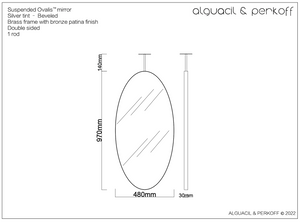 Bespoke Suspended Ovalis Mirror Bevelled with Brass Frame Bronze Patina Finish