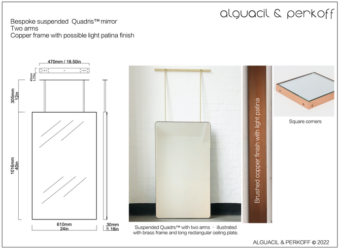 Bespoke Suspended Quadris Mirror Copper Frame 40x24