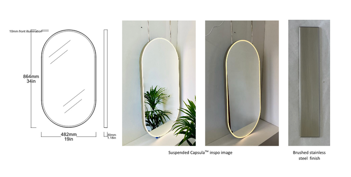 Bespoke Capsula™ Brushed Stainless Steel Front Illumination (864 x 482 x 30mm)