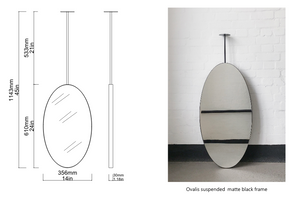 Bespoke Suspended Ovalis™ Matte Black Frame Double sided (610 x 356 x 30mm)