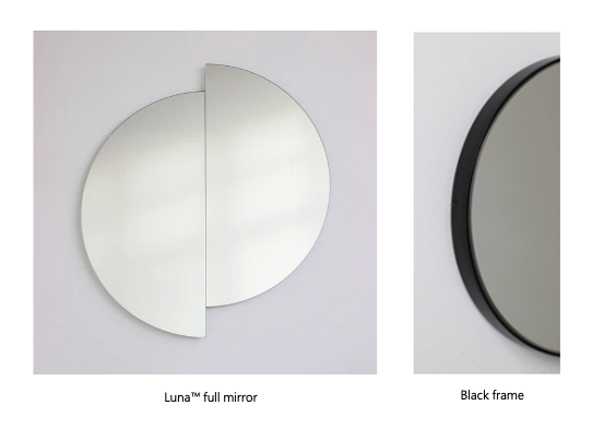 Set of 2 Half-Moon Pieces Silver Tint Black Frame(1016 x 508 x 30 mm pp)