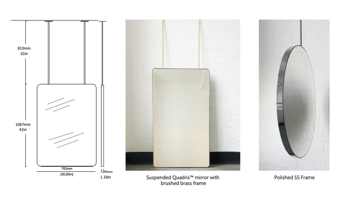 Bespoke Suspended Quadris™ Polished Stainless Steel Double Sided 2 Rods (1067 x 762 x 30mm)