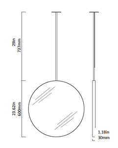 Bespoke Suspended Orbis™ Mirror Polished Stainless Steel Frame and Backing (600 x 30 x 762mm) 