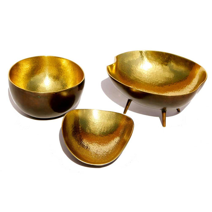 Set of three Brass Bowls with Bronze Patina Finish