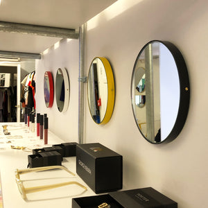 Orbis™ Round Art Deco Customisable Mirror with a Black Frame