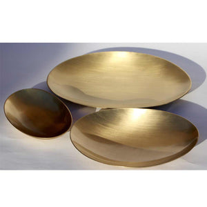 Set of 3 Handmade Brushed Brass Decorative Plates, Vide-Poche