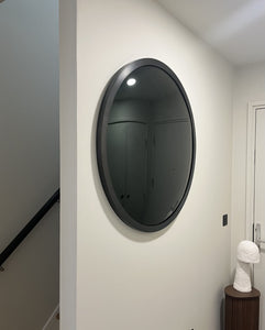 Orbis™ Round Black Convex Handcrafted Mirror with Blackened Metal Frame