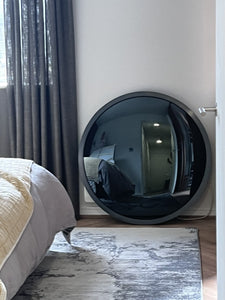 NEW Orbis™ Round Black Convex Handcrafted Mirror with Blackened Metal Frame