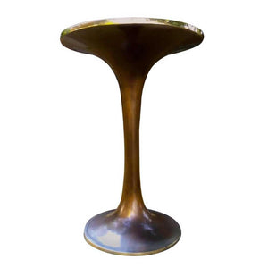 Handmade Cast Brass Tulip Side Table with Bronze Patina