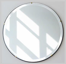 Orbis™ Bevelled Round Frameless Art Deco Mirror with Brass Clips